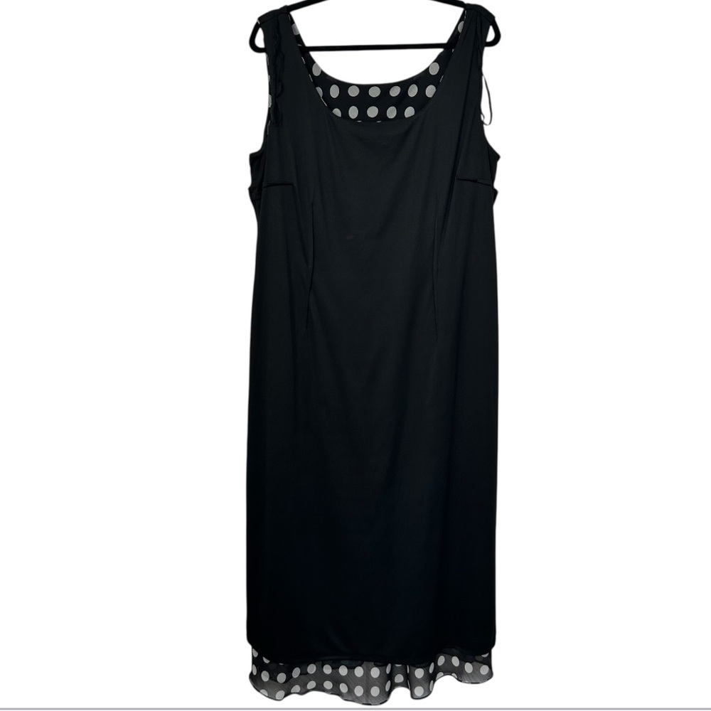 DANA KAY Women’s Sleeveless Maxi Dress Black White PolkaDot Chiffon Overlay 18W - Picture 3 of 12